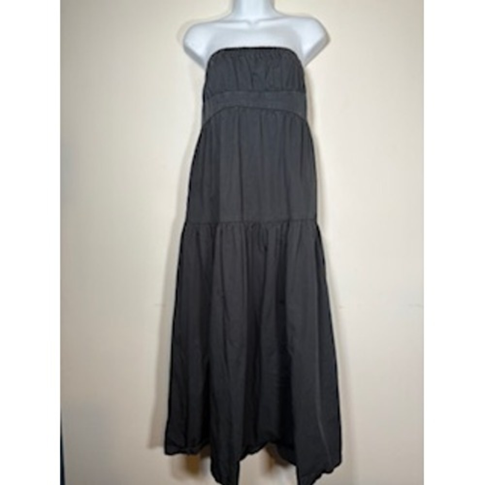 Urban Outfitters Strapless Maxi Dress Gray Tiered Smocked Cotton Fall Small